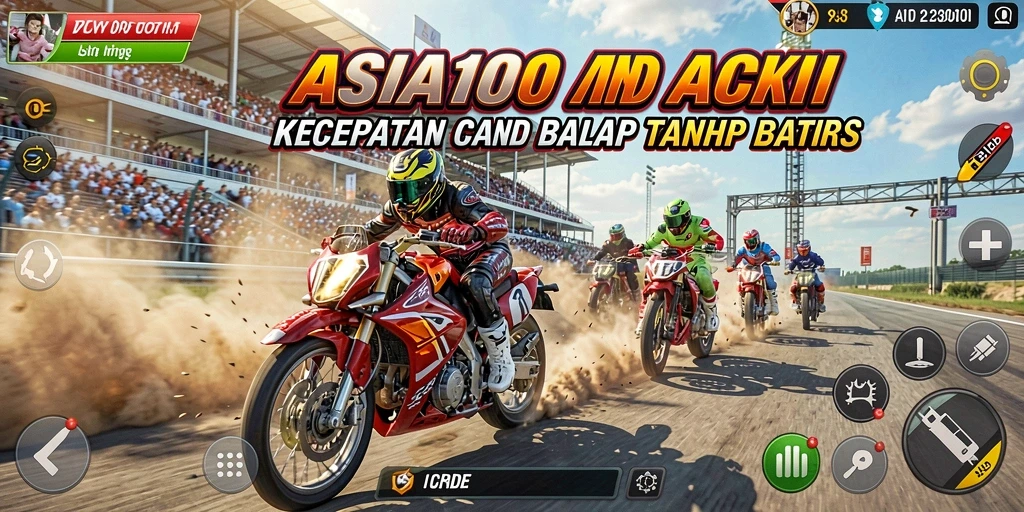 Tangkapan layar <strong>ASIA100</strong> menampilkan aksi balap yang mendebarkan dan mobil yang bertenaga.