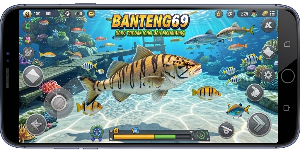 Tampilan gameplay BANTENG69 yang seru saat menembak ikan.