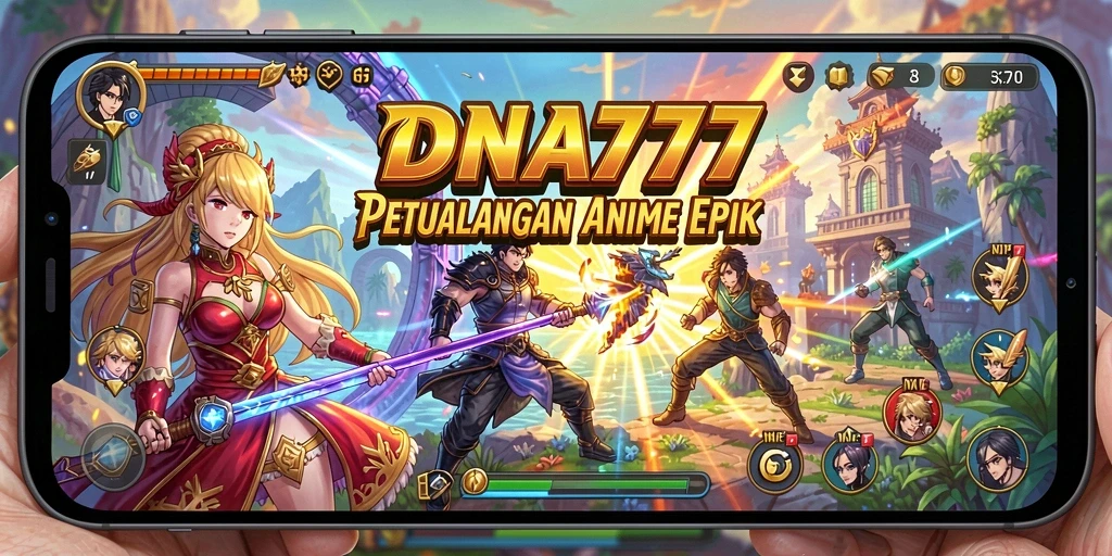 Tampilan gameplay anime yang penuh warna dan aksi.