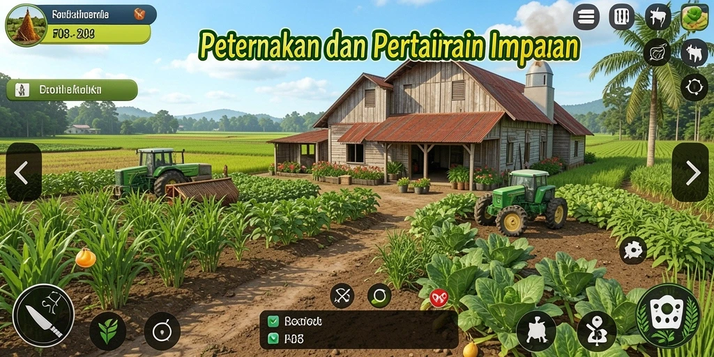 Screenshot F08 menampilkan aktivitas bertani yang seru dan interaktif.