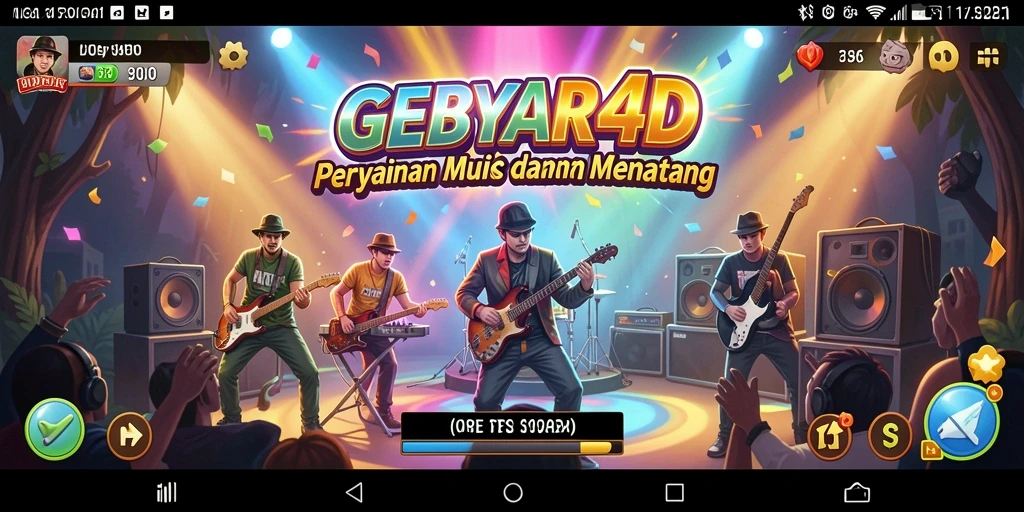 Tampilan gameplay GEBYAR4D yang interaktif dan menarik saat bermain musik.