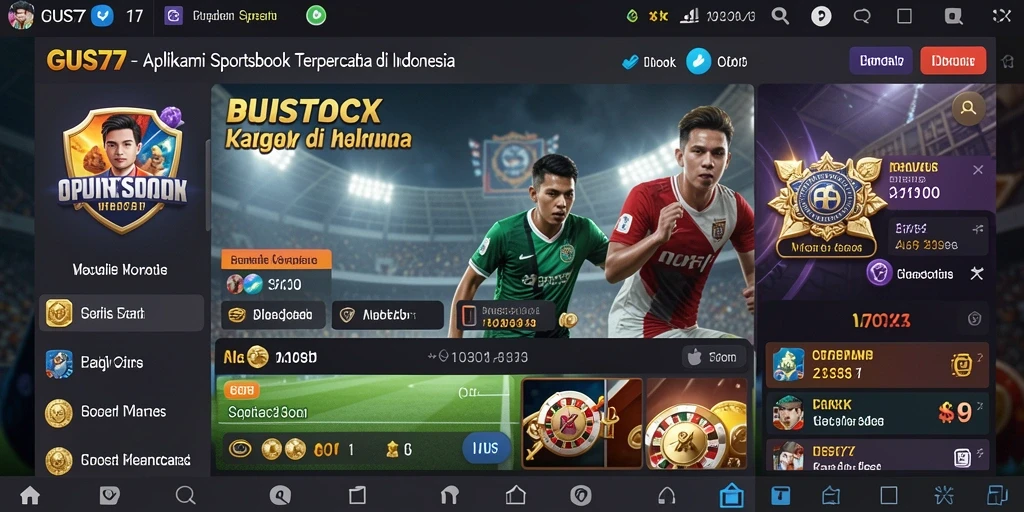 Tampilan aplikasi GUS77 dengan opsi taruhan olahraga yang lengkap.