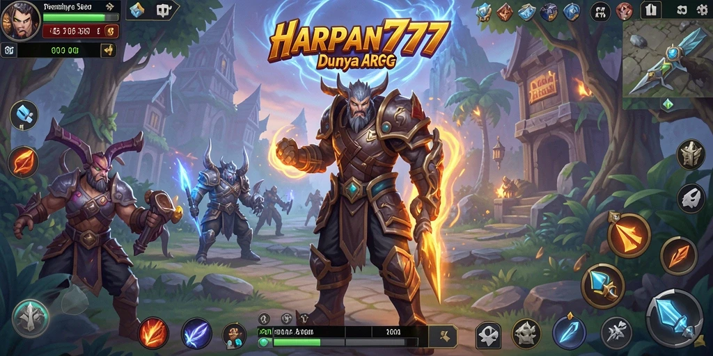 Screenshot utama HARAPAN777 menampilkan aksi pertarungan ARPG yang mendebarkan.