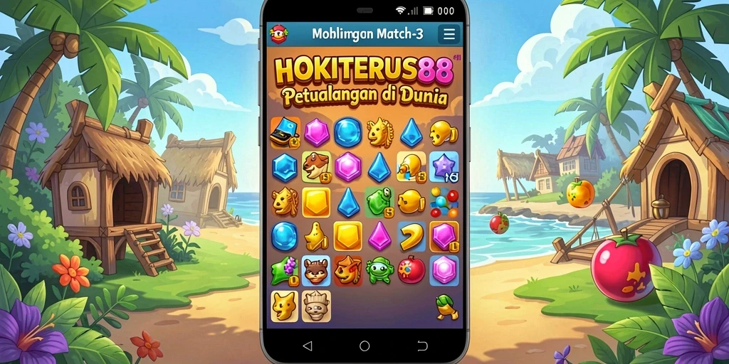 Screenshot gameplay HOKITERUS88 dengan blok warna-warni yang cocok.