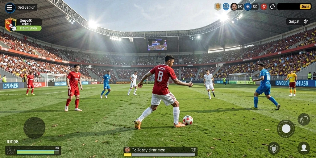 Tampilan seru gameplay ID098 yang penuh aksi sepak bola.