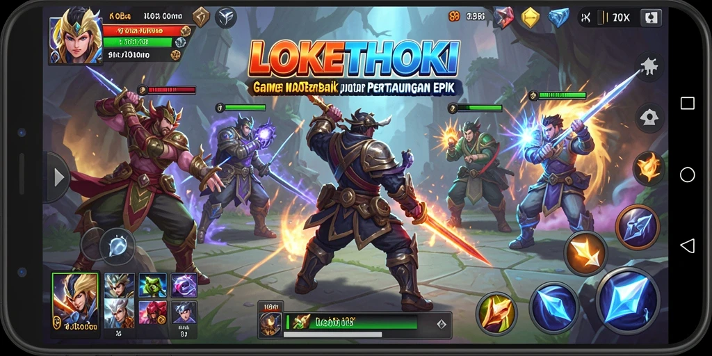 Tangkapan layar gameplay <strong>LOKETHOKI</strong> menampilkan pertarungan epik antar tim.