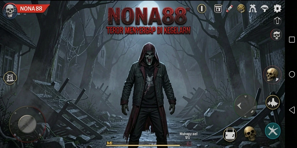 Gameplay NONA88 menampilkan suasana horor yang mencekam dan menegangkan.
