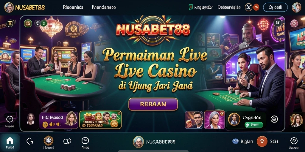 Tangkapan layar NUSABET88 yang menampilkan dealer langsung dalam permainan Live Casino.