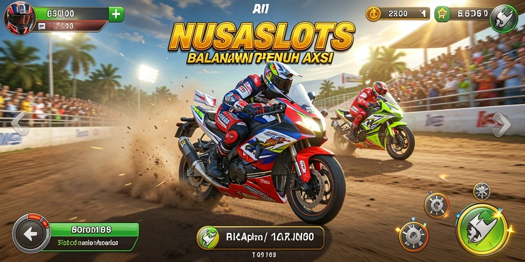 Gameplay NUSASLOTS yang menegangkan dalam balapan motor.