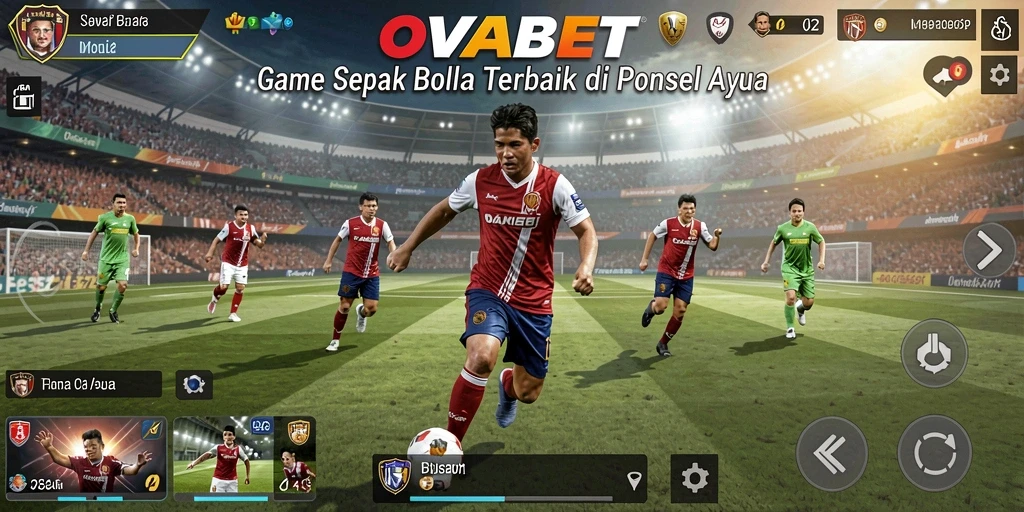 Screenshot utama OVABET menampilkan aksi seru dalam permainan sepak bola.