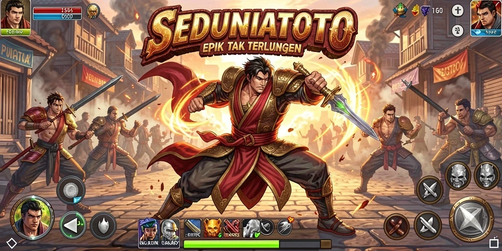 Screenshot gameplay SEDUNIATOTO menampilkan aksi pertarungan yang mendebarkan.