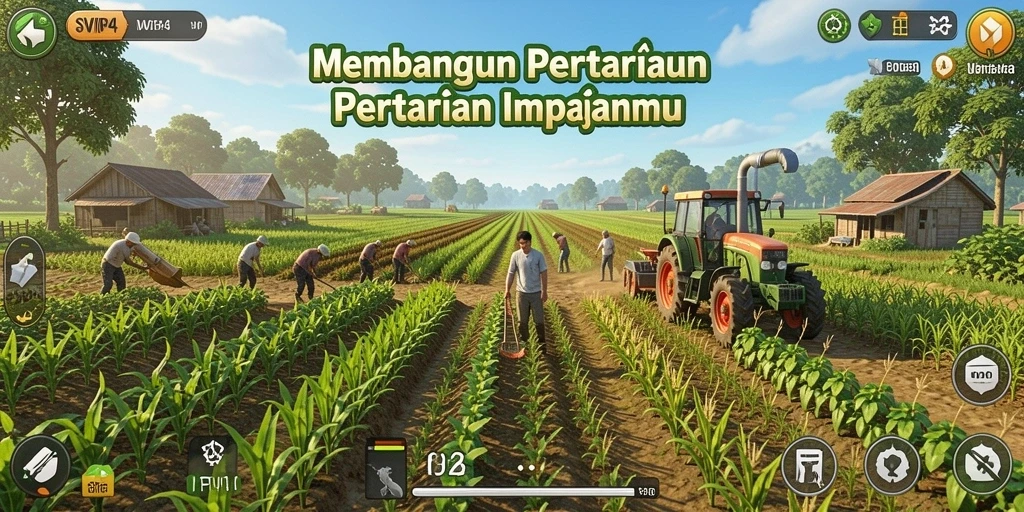 Tampilan gameplay menarik dari SVIP4 yang menampilkan aktivitas pertanian.