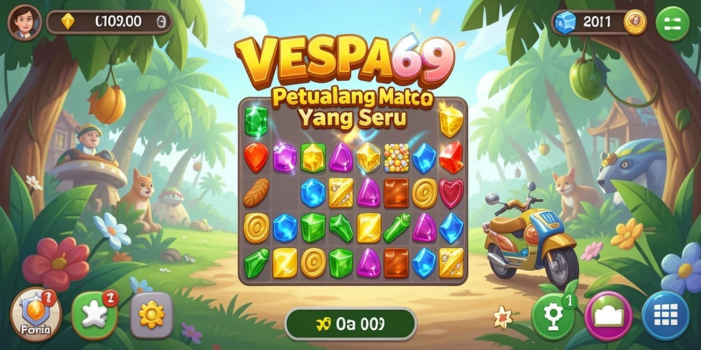 Tampilan menarik gameplay VESPA69 dengan warna-warna cerah.