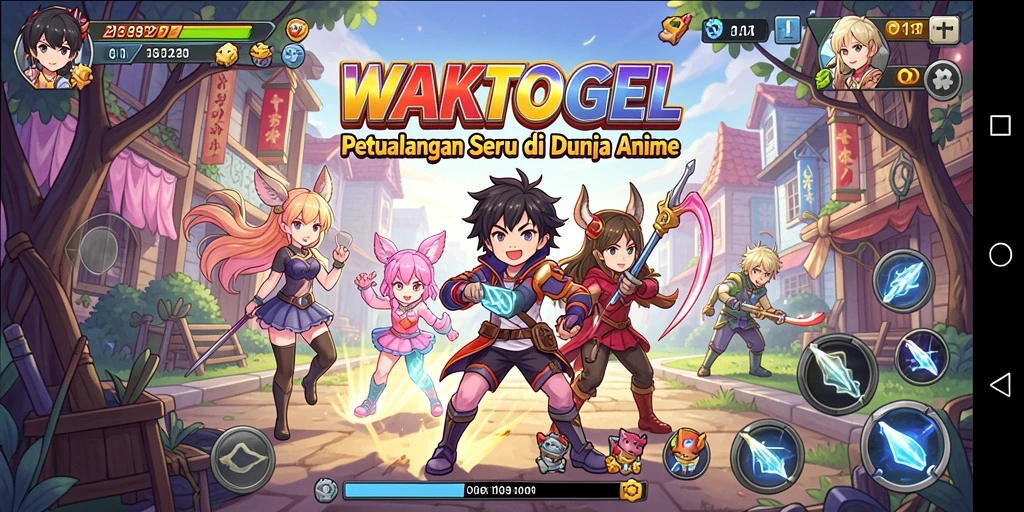 Tampilan menarik dari gameplay WAKTOGEL menunjukkan aksi karakter anime.