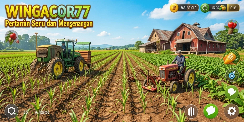 Screenshot WINGACOR77 menampilkan aksi seru dalam bertani.